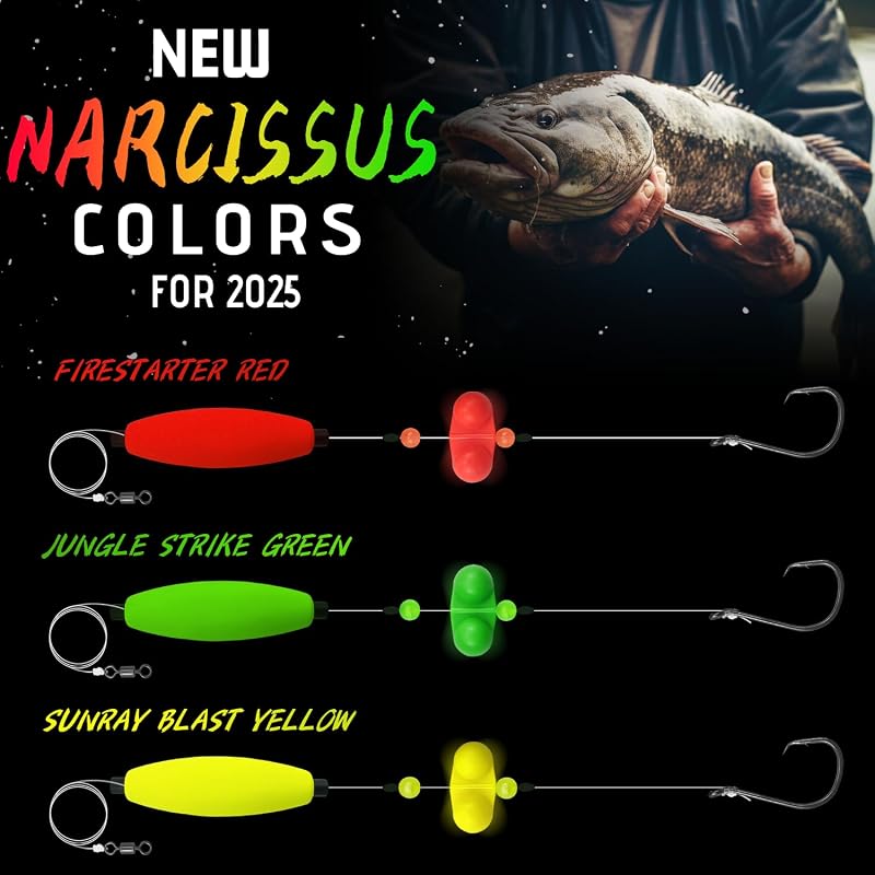 Catfish Rig Kit - 6 Pre-Tied Rigs with 2 Sinker Sliders, 2oz Pyramid Sinker, Hooks 5/0-6/0, Variation Hook Size 5/0-Weight 2 oz