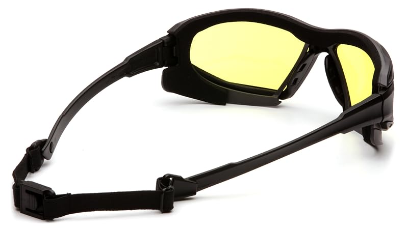 Pyramex Highlander XP Safety Eyewear – Black-Gray Frame, Amber Anti-Fog Lens, Universal Fit