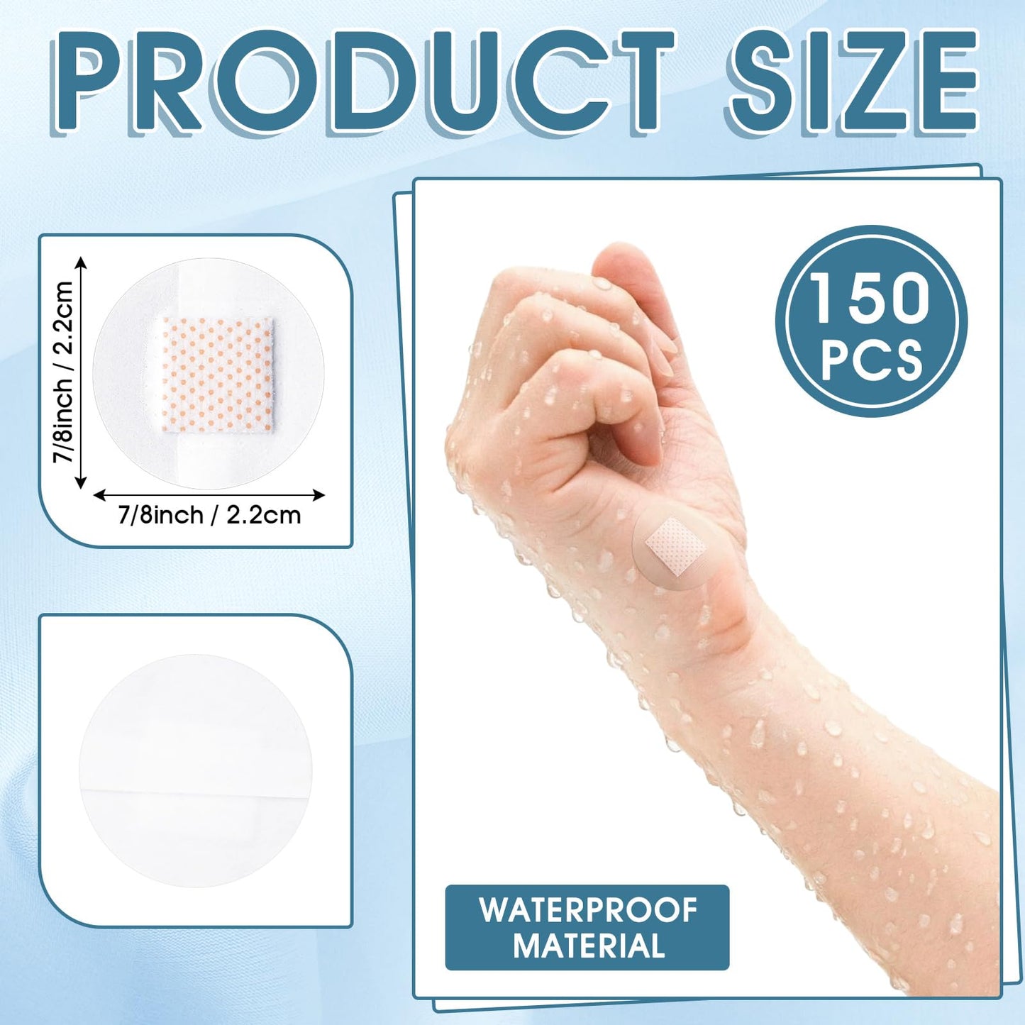 Geiserailie 150 Pcs 7/8 Inch Clear Waterproof Adhesive Bandage Small Round Flexible Adhesive Bandages for Adult Minor Cuts, Abrasions, and Fingertip Wounds Care, Stays on Skin in Shower or Pool