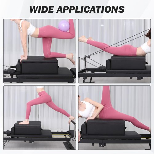 GarveeLife Foldable Pilates Sitting Box for Pilates Reformer,Black Pilates Reformer Box,Pilates Equipment for Home Gym Studio Use, Pilates Reformer Accessory for Pilates Exercises