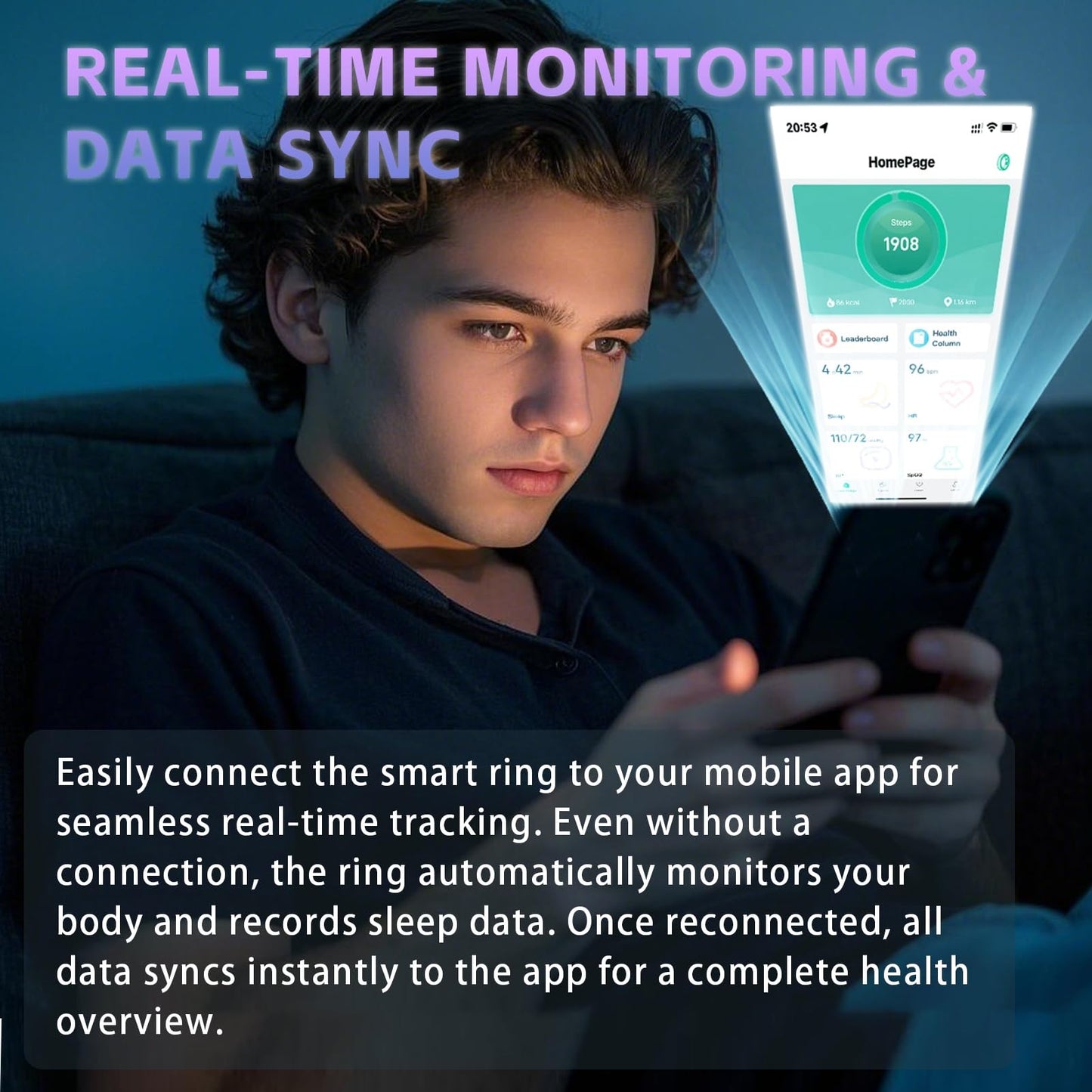 Anarow Smart Ring for Men Women – Fitness Tracker Ring with Heart Rate, SpO2, Blood Pressure, Sleep Monitoring, Step & Calorie Counter, No Subscription Fee, iOS & Android Compatible (Black, 12)