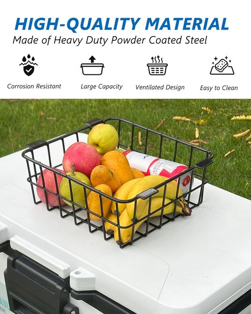 Cooler Basket for Ninja FrostVault 50qt Hard Cooler & 45qt/65qt Wheeled Cooler - Heavy-Duty Organizer Rack for Storage, Dry-Goods Basket for Perfect for Camping Trips or Outdoor Parties, Black