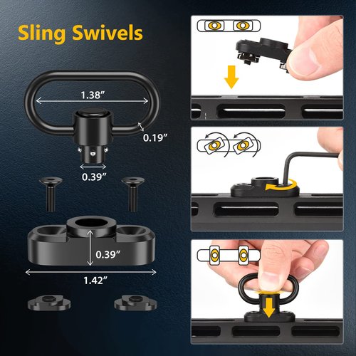CVLIFE Rifle Sling Two-Point Sling Adjustable Length Gun Sling for Rifle with 2 Pack 1.25” Sling Swivel for M-Rail