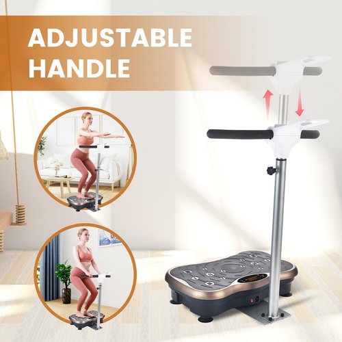 EILISON FIRMHOLD Handle Vibration Plate Exercise Machine for Lymphatic Drainage- Whole Body Workout Vibration Platform 350lbs for Beginners & Recovery, Body Shape Machine for Tonning (Handle Brown)