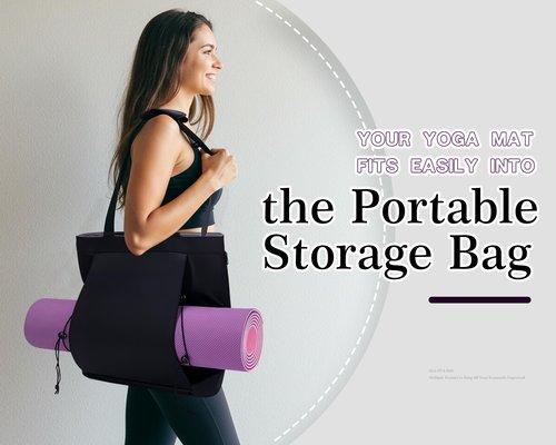 Hiolpen Yoga Bag for Women Large Gym Bag Fit All Your Stuff,Workout Bag with Compartments Pilates Bag,Suitable for Gym Yoga Pilates Travel,Waterproof Yoga Mat Bag, Black Grey Yoga Mat Bag with Pockets