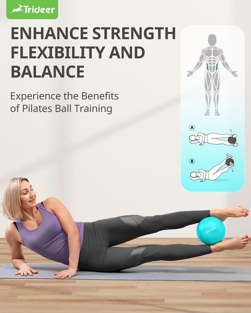 Trideer Pilates Ball 9 Inch with Pump, Exercise Balls Physical Therapy, Physical Therapy Equipment, Small Exercise Ball Between Knees, Small Pilates Ball for Yoga, Core, Office&Home Gym