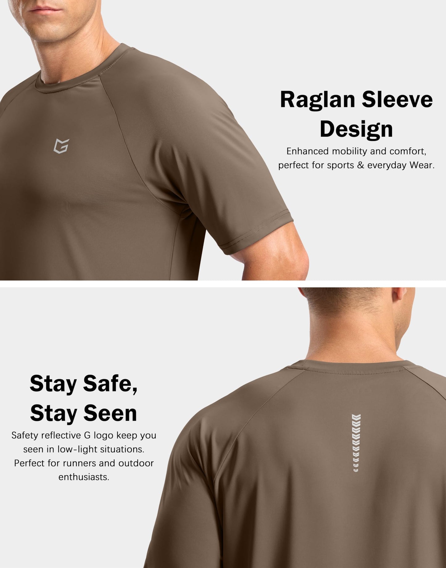 G Gradual Men's Athletic Workout T-Shirts Moisture Wicking Cooling Running Shirts Short Sleeve Performance Tee for Gym Tennis(Taupe,XXL)