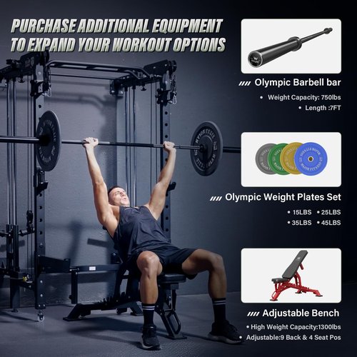 MAJOR FITNESS F35 Folding Power Rack, with Lever Arms, 4-in-1 Home Gym with Cable Pulley System, Multi-Grip Pull-Up Bar, Landmine, 80+ Exercises Space-Saving Gym