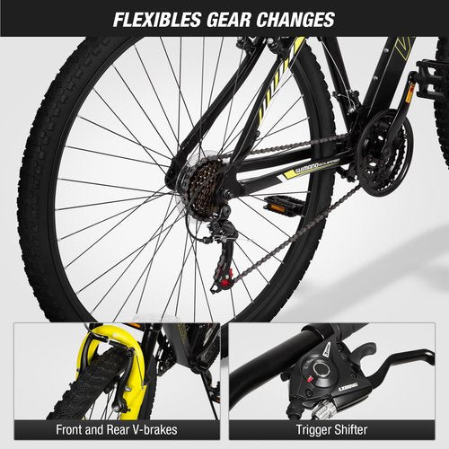 WEIZE Hardtail Mountain Bike, 29 Inch Wheels Outdoor Cycling Bike, 21-Speed Trigger Shifter, Aluminum Frame for Men and Women, Comfort Saddle, MTB Bicycle with Suspension Fork