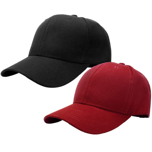 Falari Baseball Cap Adjustable Size for Running Workouts and Outdoor Activities All Seasons (2pk Black & Burgundy)