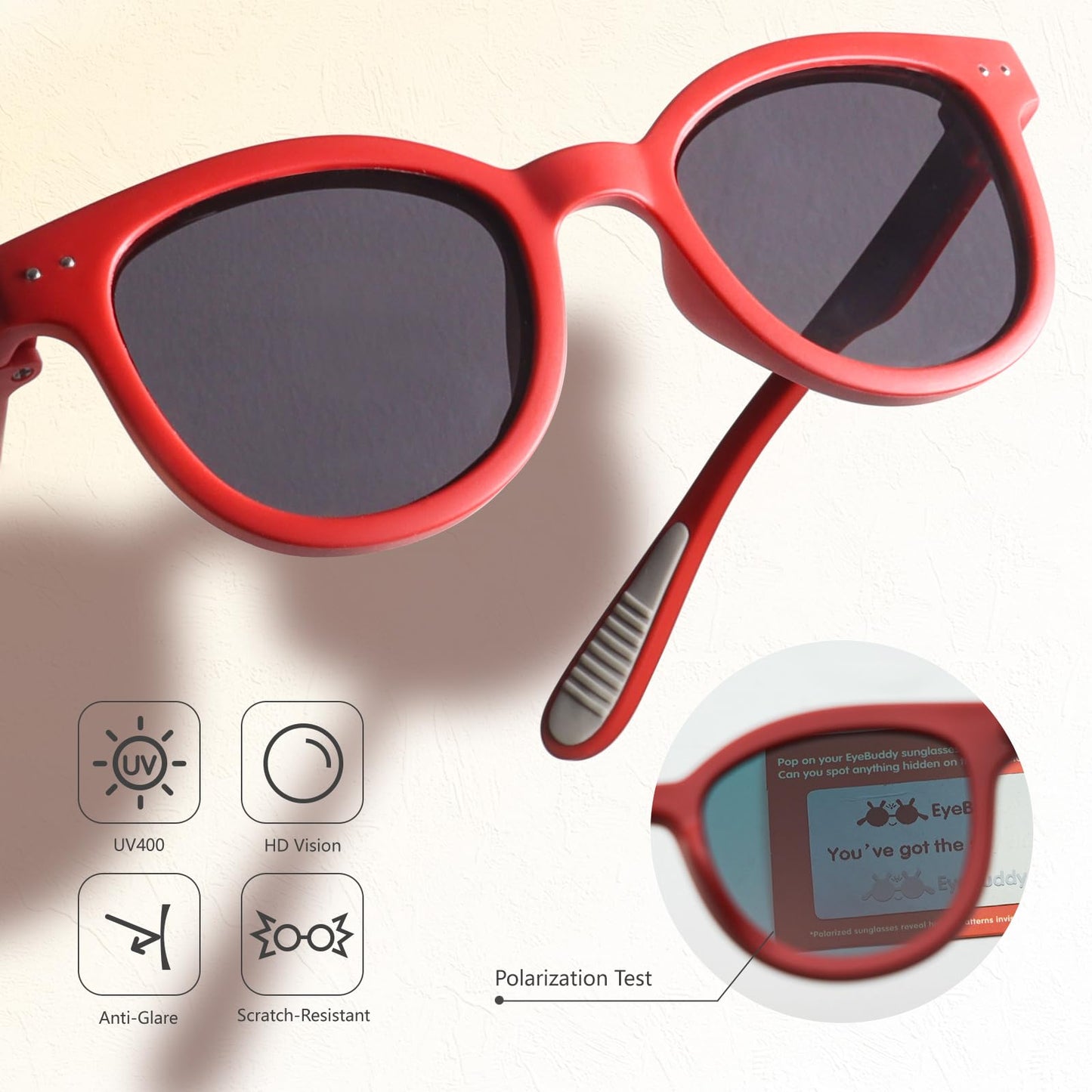 EYEBUDDY Kids Toddler Sunglasses Age 2-4/3-5 Boys Girls Polarized UV Protection Sun Glasses for Age 2-8