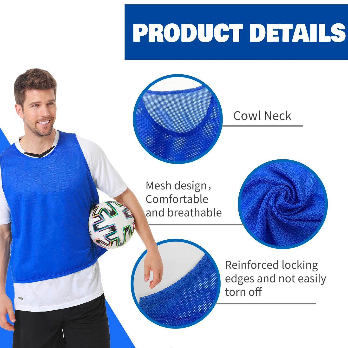 PULUOMASI 12/24/48PCS Pinnies Youth Team Pennies for Sports Kids and Scrimmage Vests for Soccer Basketball Jersey Practice