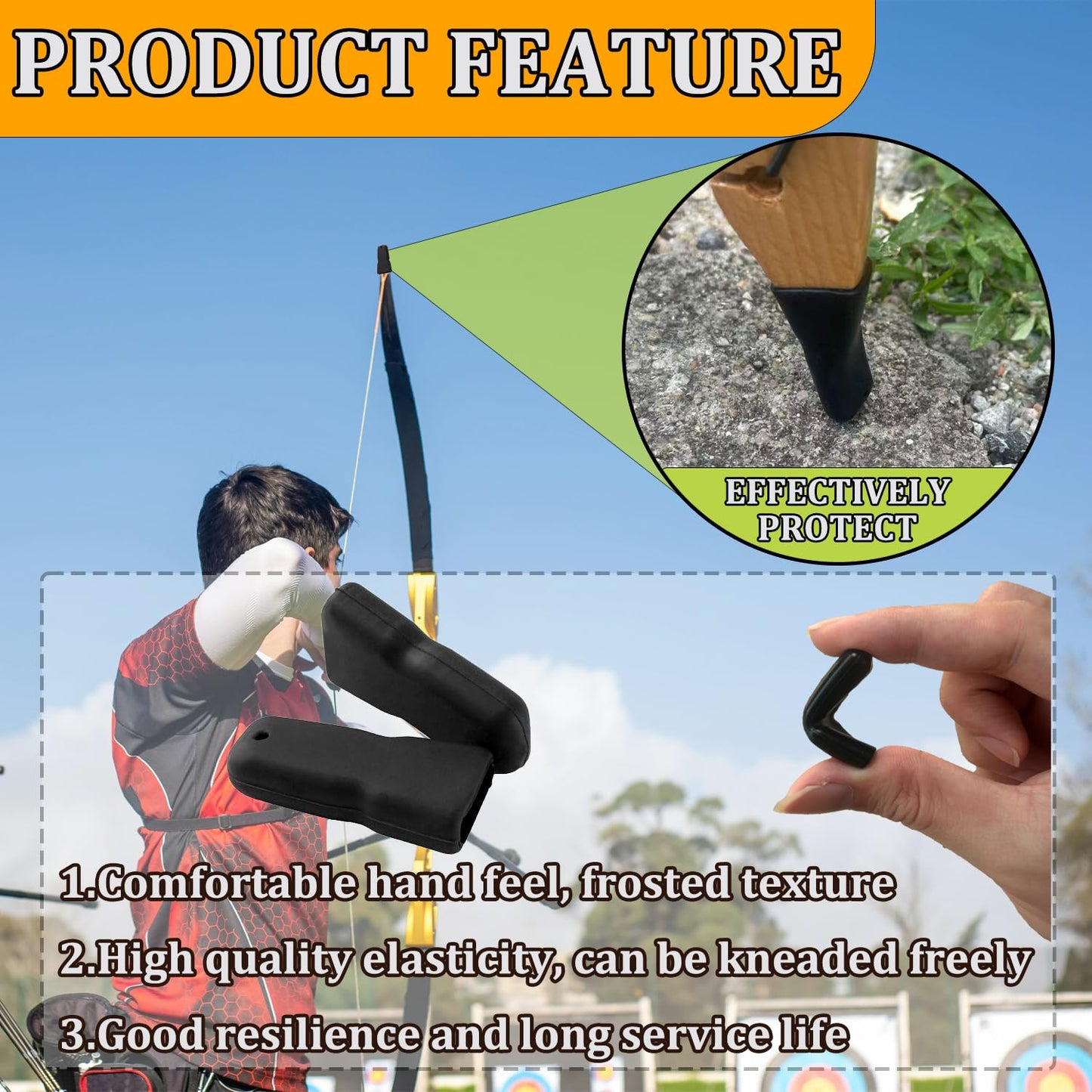 Youven 4 Pcs Recurve Bow Tip Protector, Archery Accessories for Recurve Bow & Longbow, Longbow Tip Guard, Bow Hunting Accessories