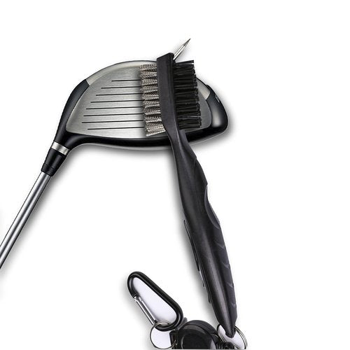 ATTRACTIVE Golf Towels, Microfiber Waffle Pattern Towels - Golf Club Brush with Cleaning (2 Black Towel+Black Brush)