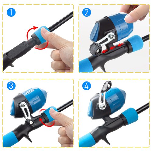 Kids Fishing Pole Kit, 59'' Telescopic Rod and Reel Beginner Combo with Spincast Reel,Tackle Box, Carrier Bag,Fishing Gear for Boys,Girls, Toddler,Youth