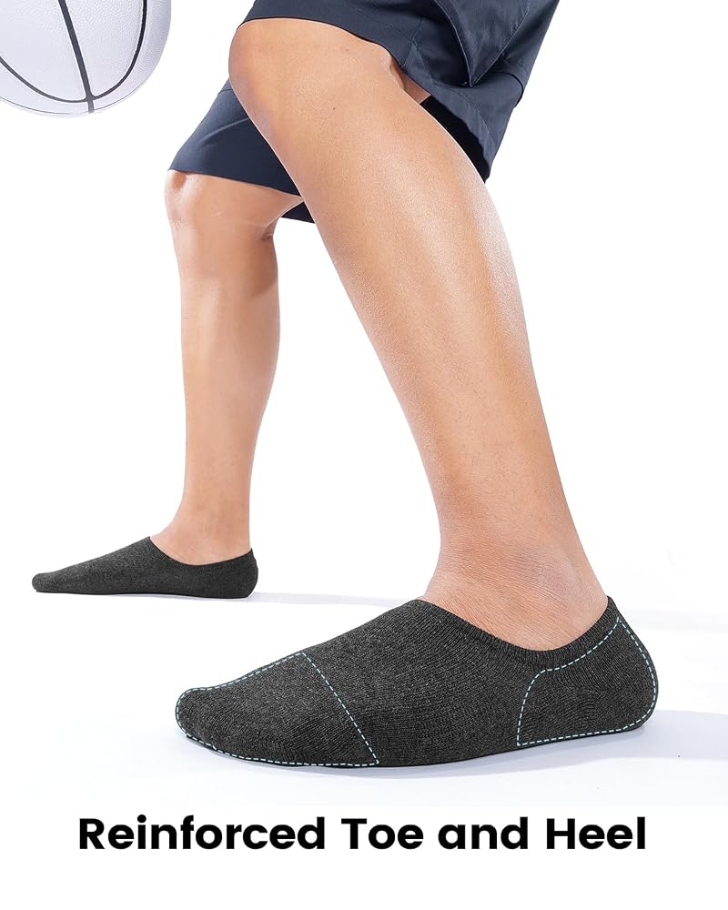 IDEGG Men No Show Low Cut Socks with Non-Slip Grip - 8 Colors, Size M (7-10)