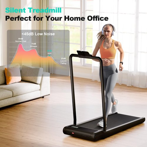 Walking Pad Treadmill, Walking Pad with Handle Bar, 2.5 HP Under Desk Treadmills for Home Office, 3 in 1 Foldable Treadmills Supports Up to 300lbs, Portable Treadmill w/Remote Control & LED Display