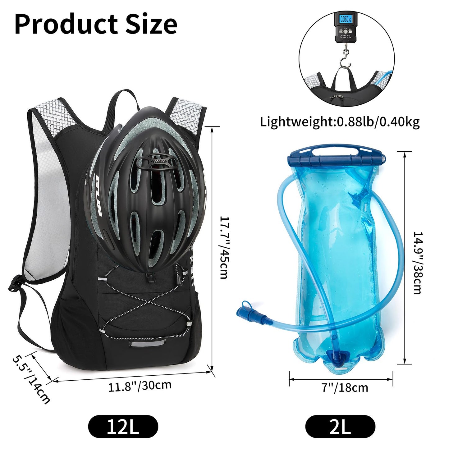 Hydration Backpack, Running Water Backpack with 2L Bladder, Hydro Water Daypack for Men Women Cycling Hiking Rave