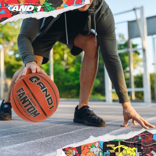 AND1 Fantom Rubber Basketball: Official Regulation Size 7 (29.5 inches) - Deep Channel Construction Streetball, Made for Indoor Outdoor Basketball Games