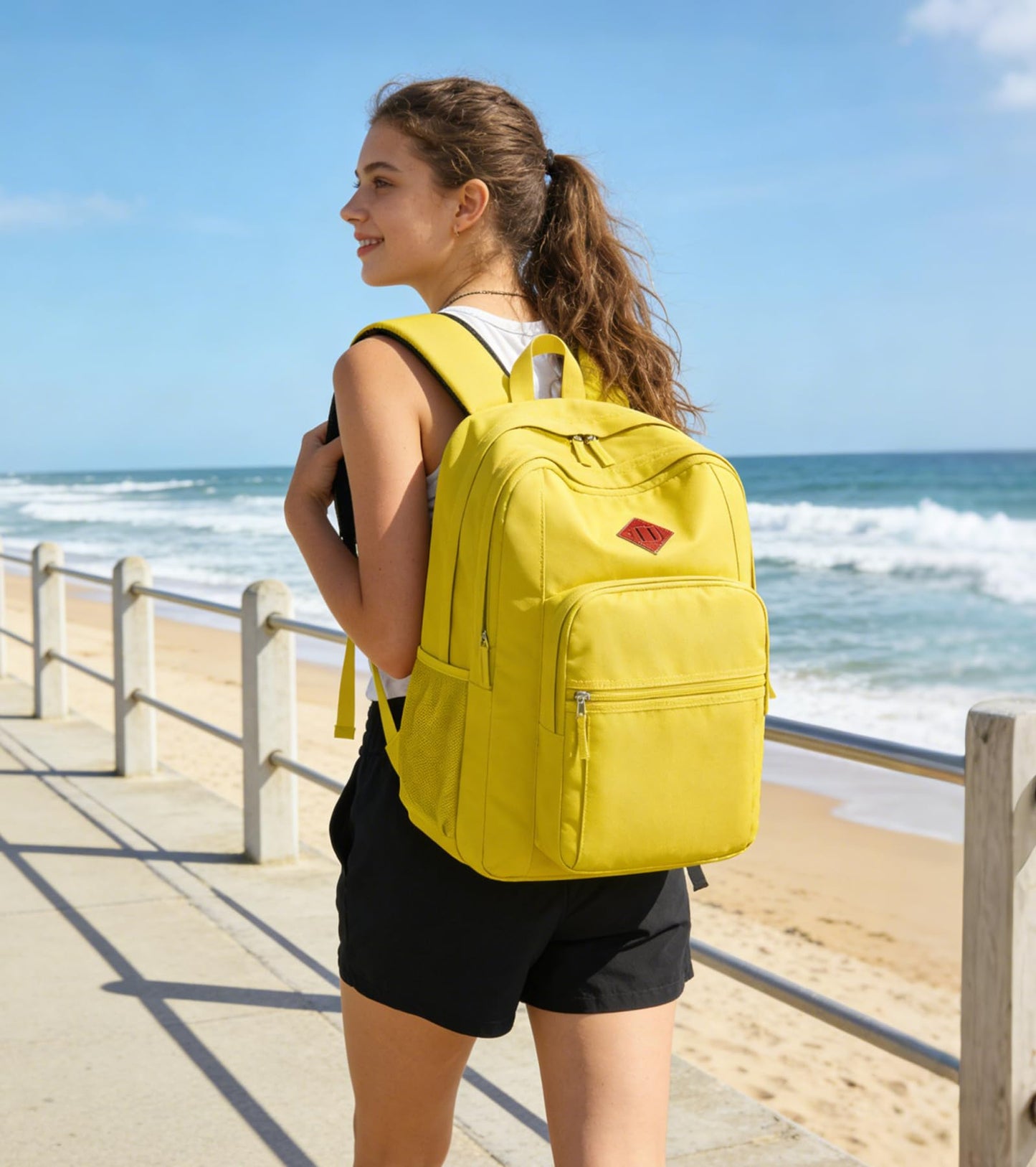 abshoo Classical Basic Womens Travel Backpack For College Men Water Resistant Bookbag (Yellow)