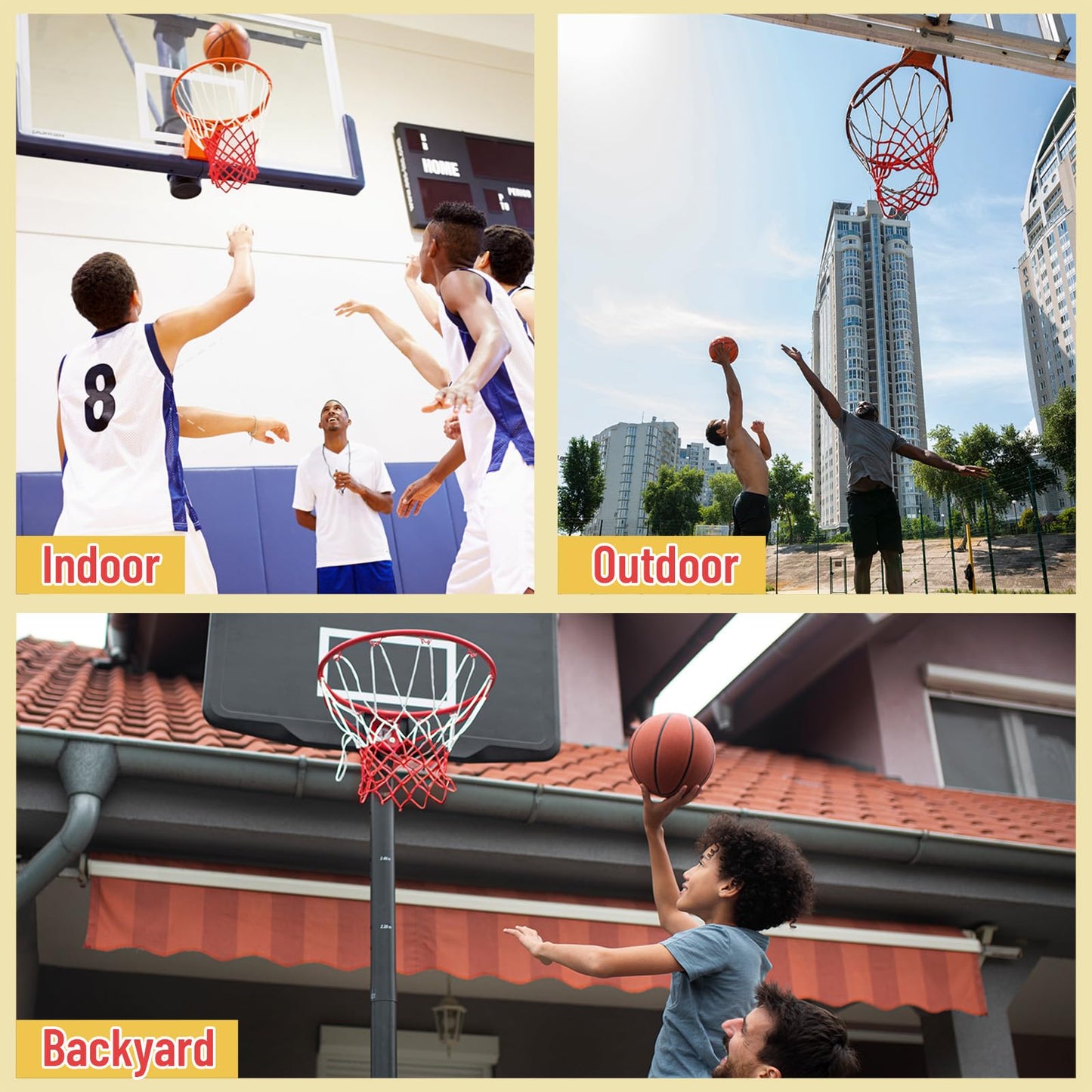 Basketball Net 2 Pack, Heavy Duty Basketball Net Replacement Weather Anti Whip Polyester Basketball Hoop Net Fits Standard Indoor Or Outdoor Court Use - Easy Install (Red White)