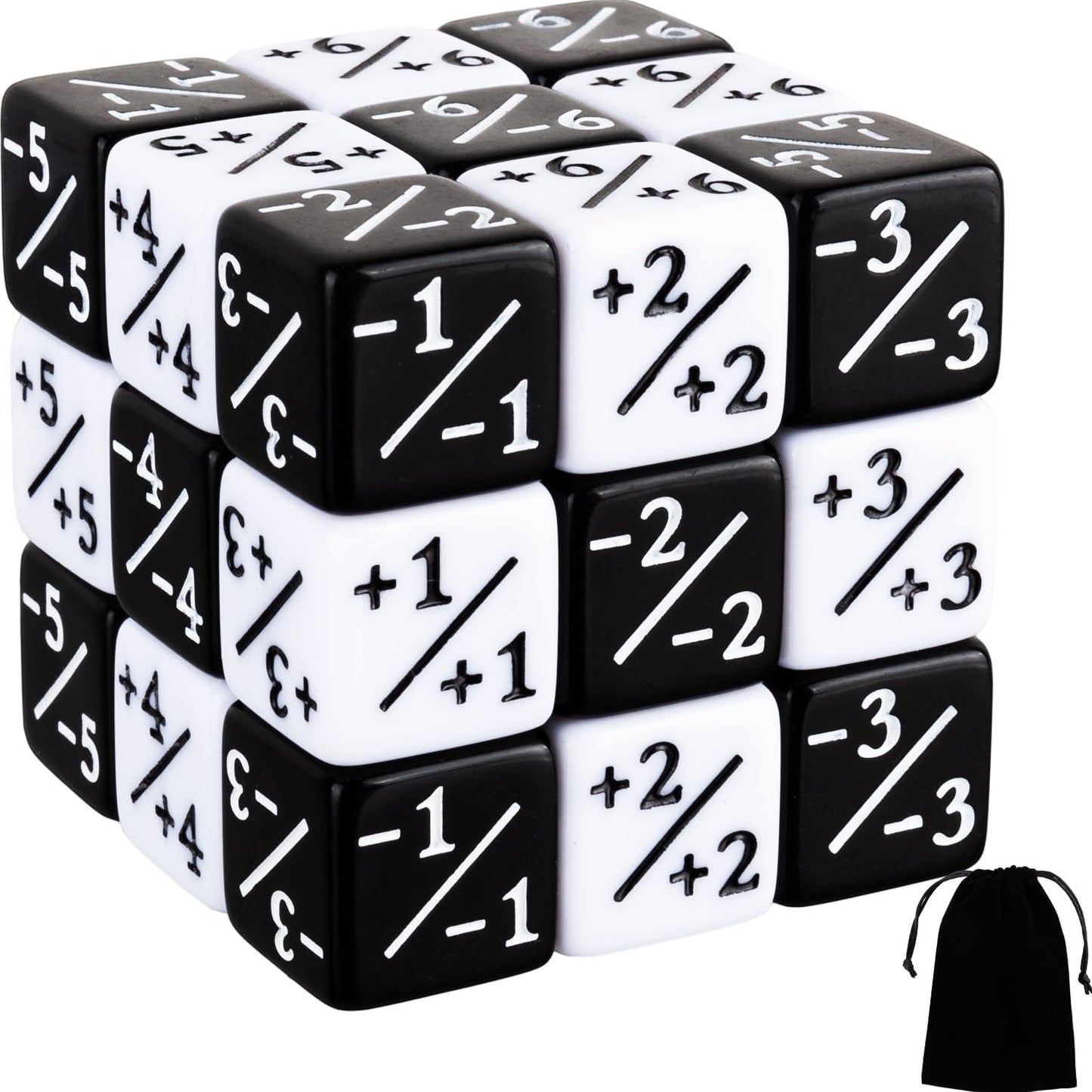 24 Pieces MTG Dice Counters +1 Buff Tokens Set 16mm D6 Magic Counter Dice for TCG MTG Card Games Accessory(Black, White)
