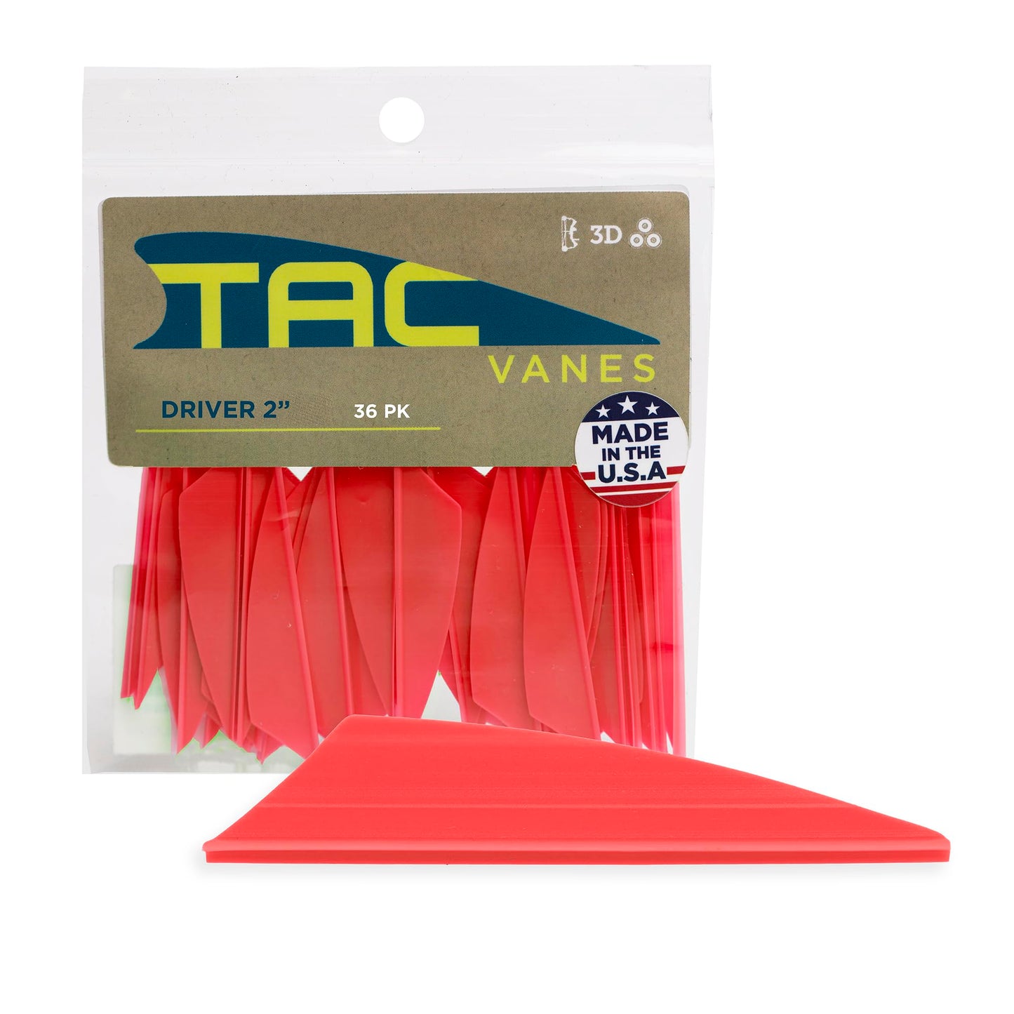 TAC Vanes 2" Driver Arrow Vanes | Archery Fletching for Compound & Crossbow | Durable, Lightweight, High Accuracy, Red 36 Pack