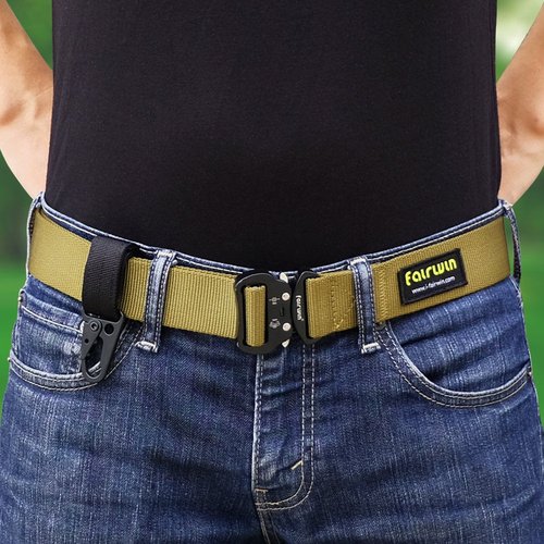 FAIRWIN Tactical Gear Clip, Nylon Key Ring Holder or Tactical Belt Keepers Military Utility Hanger Carabiner Tactical Molle Hook, Black, Tan, Green