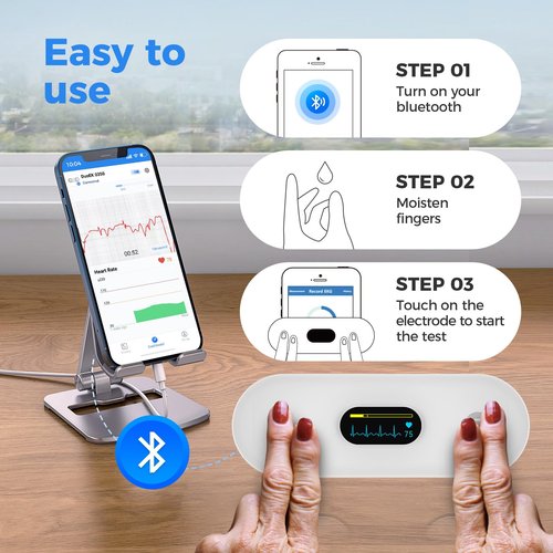 OVIIN Portable Heart Rate Monitor, Wireless Home Use Heart Rhythm Tracker, Heart Monitoring Devices,Smartphone App Compatible with iOS/Android
