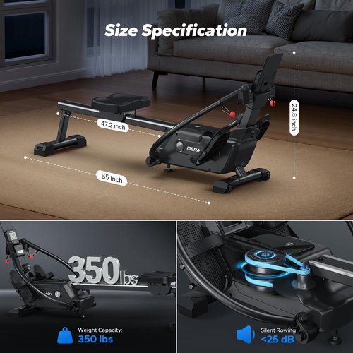 MERACH Sculls Rowing Machines for Home, Magnetic Rowing Machine with 16-Level, Simulate Real Row, Ultra-Quiet Rower, Free MERACH App and 1000+ Champion Coaching Course & Games