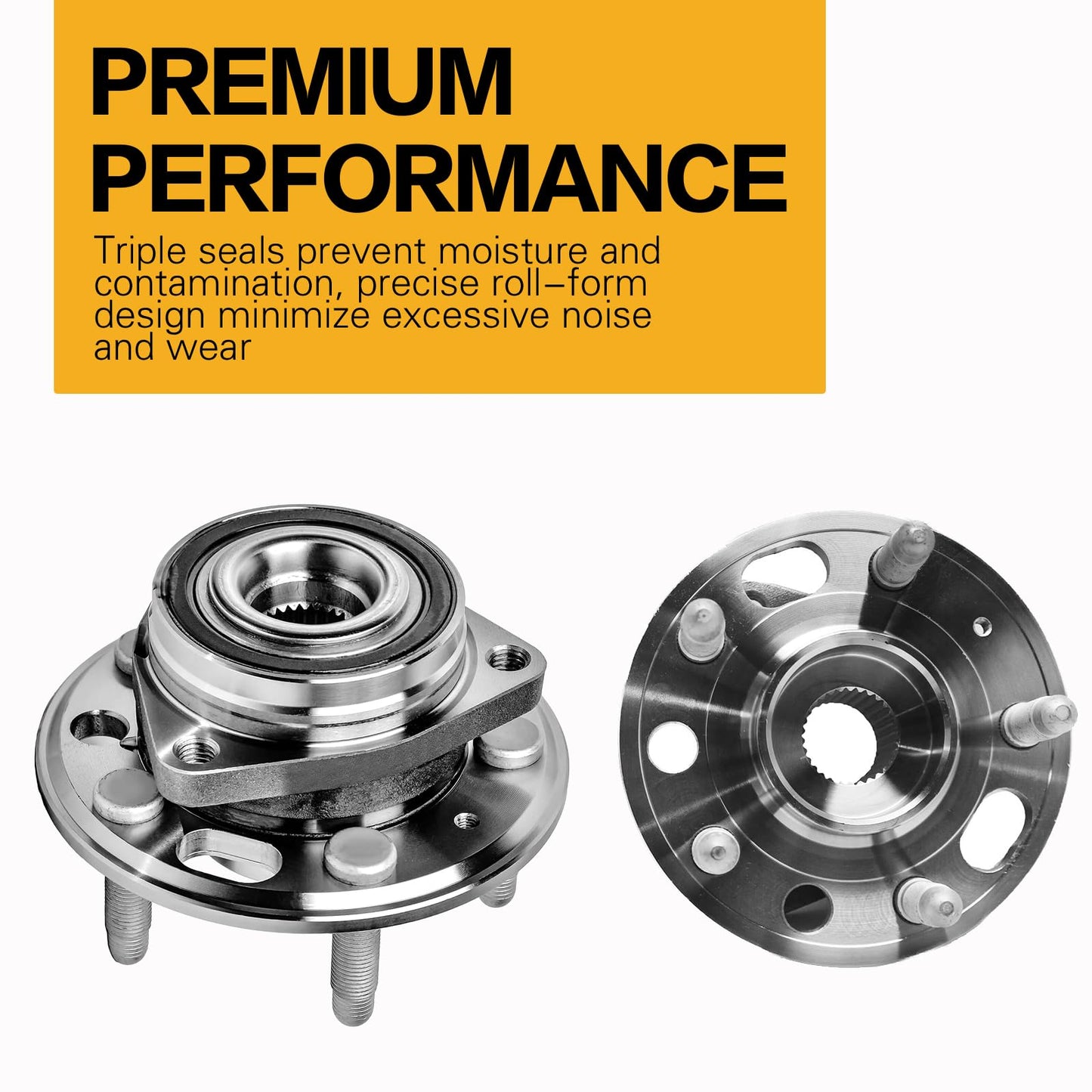 Front Wheel Bearing Hub Assembly 513288 for 2010 2011 2012 2013 2014 2015 2016 2017 Chevy Chevrolet Equinox 2014-2017 Chevy Impala 2013-2015 Chevy Malibu 2010-2017 GMC TERRAIN 5 Lugs w/ABS(2 PCS)