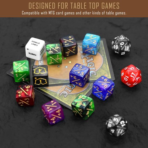 FIGURESLAB 65PCS MTG Dice Keywords Counters Bulk Ability MTG Tokens, Shield Life Counter 6 Sided Dice Set for Magic Card, CCG Creature Stats TCG Cards Gaming Accessories