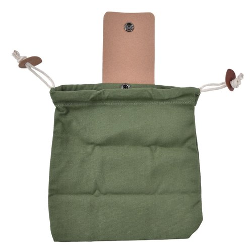 Foraging Pouch, PU Leather Canvas Mushroom Foraging Bag with Belt Loop, Metal Clasps, Collapsible Design, for Hiking Camping