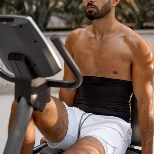 Waist trainer Slimmer Wrap for Men Sauna Belt Workout Slim Body Sweat Wrap for Stomach and Back Lumbar Support Blue L/XL