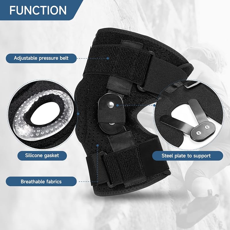 Plus Size Knee Brace XL-8XL-3XL-4XL Black - Adjustable Compression Supports for ACL & Arthritis