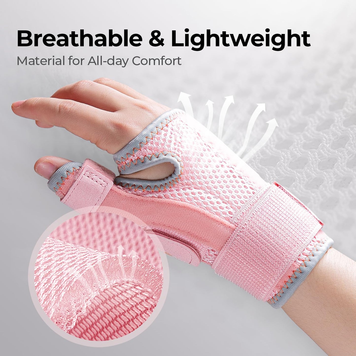 CURECARE Thumb Splint, Reversible Thumb Spica Splint Right& Left Hand, Pink
