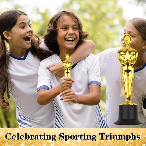 WINKIO Gold Award Trophies，6” Gold Award Statues, Pack of 6 Mini Trophies, Plastic Trophy Award for Competition,Events, Sports, Party Decorations,Award Ceremony and Appreciation Gift