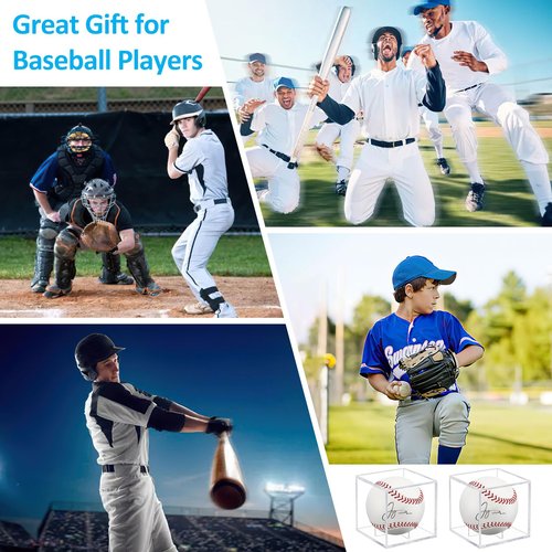 Baseball Display Case, UV Protected Baseball Holder Display Case for Official Size Balls, 3/6/9/12 Pcs Available Baseball Box, Clear Acrylic Memorabilia Autograph Square Cube (3 pcs)