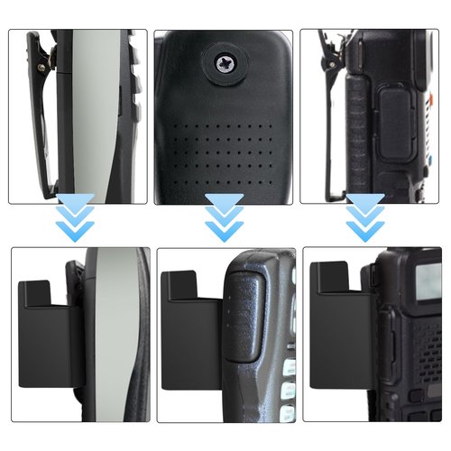 5pcs Walkie Talkies Belt Clip Holder, Black Walkie Talkie Car Mount Handheld Radio Holder with Back Adhesive for Most Handheld Intercom