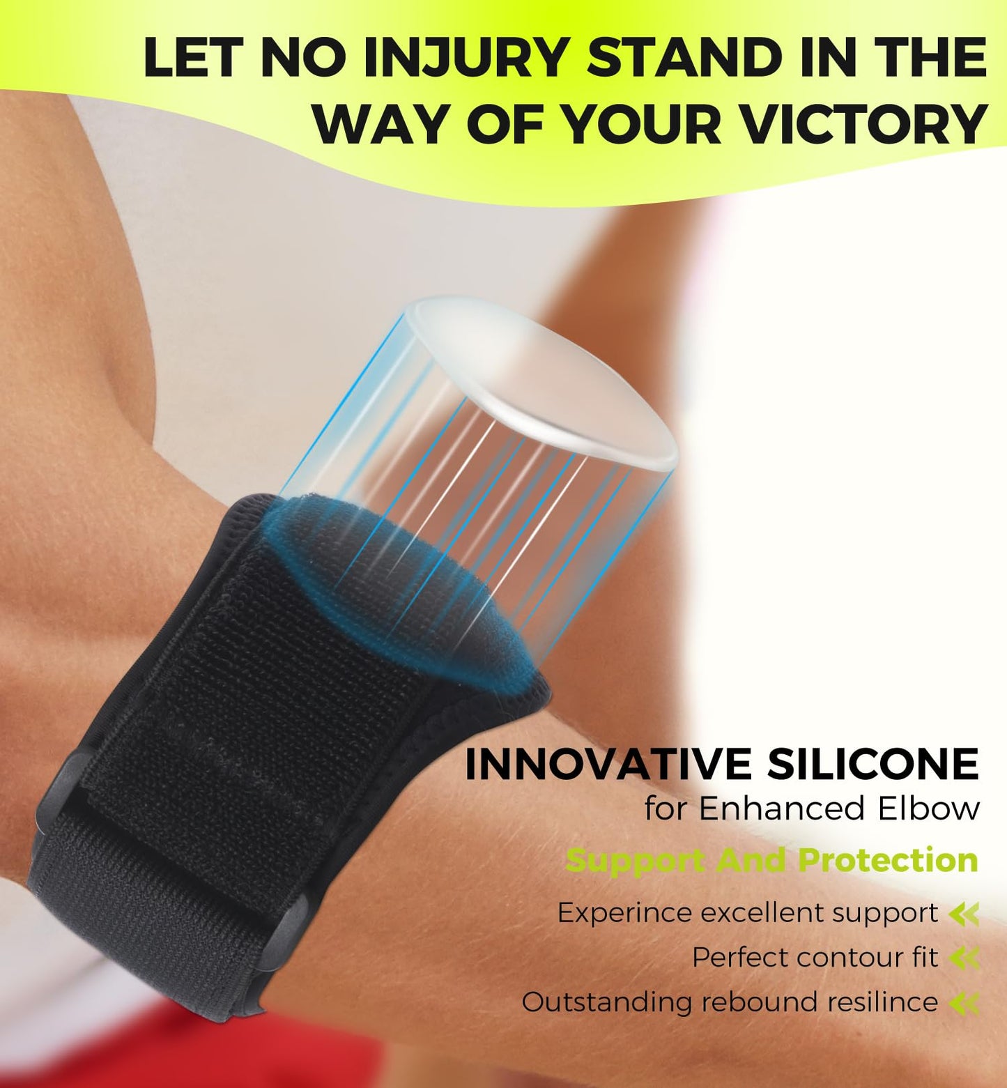 HiRui Tennis Elbow Brace for Forearm Tension Relief, Elbow Support Arm Straps Compression Pad for Men Women, Pressure Bands for Tendonitis Strains Weightlifting Golfer Baseball (Black-1 Pack)