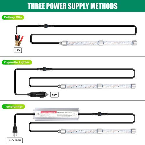 HUSUKU FS0-2 LED Green Underwater Fishing Light, 12V & 110V 16inch 200W 20,000LM 16.4FT Cord Night Fishing Finder, Glowing Fish Attractor, IP68 Submersible Boat Lamp for Snook Crappie Squid Shrimp