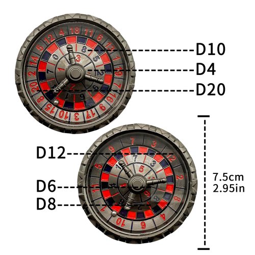 Roulette Spinner for DND Dice Set, 3-in-1 Dragon Metal D&D Dice with Gift Case for Dungeons and Dragon Game, RPG Role Playing Table Game Gifts (Black-red, 3-in-1)