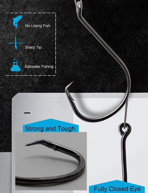 Beoccudo Circle Hooks Rigs Saltwater Steel Leader Wire, 25pcs Heavy Duty Circle Hook with Leader Wire Bass Catfish Fishing Lure Rig