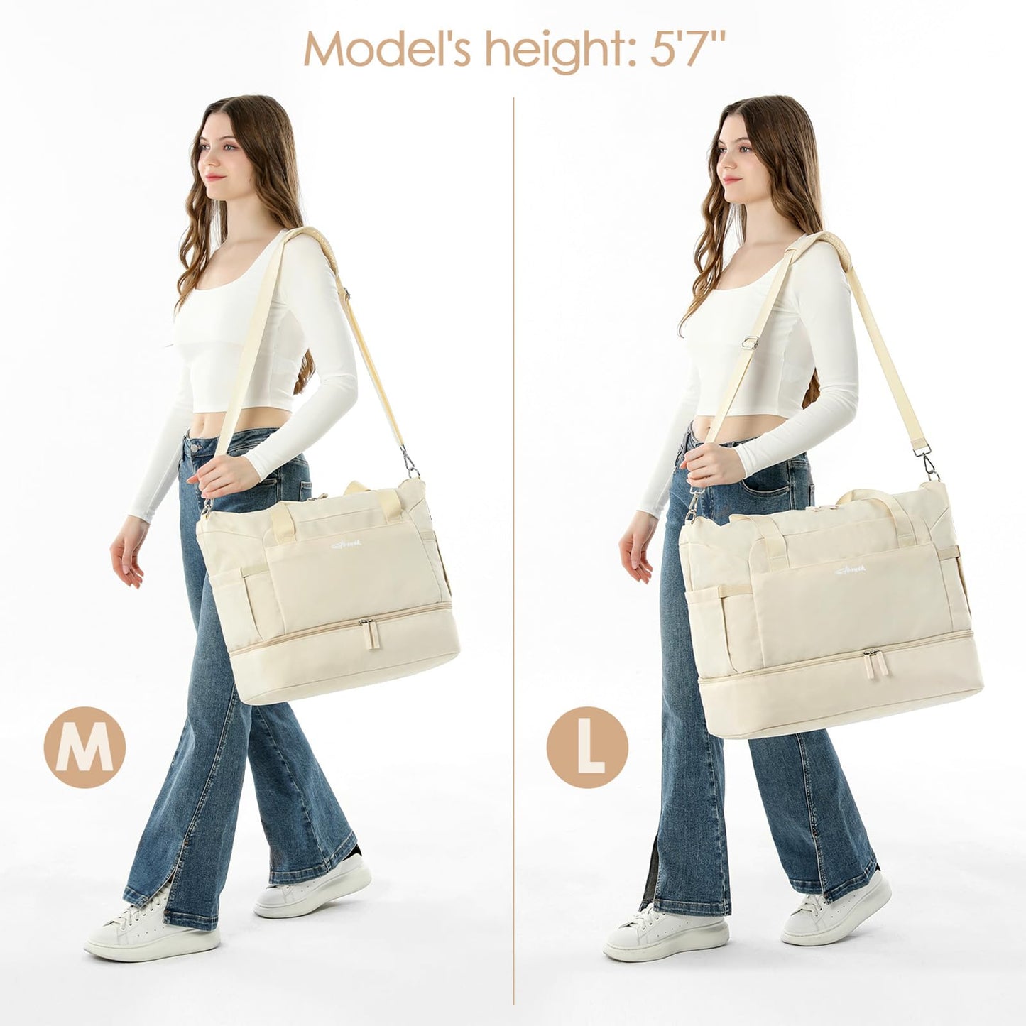 Gym Bag for Women, Personal Item Travel Bag with Shoes Compartment for Trip