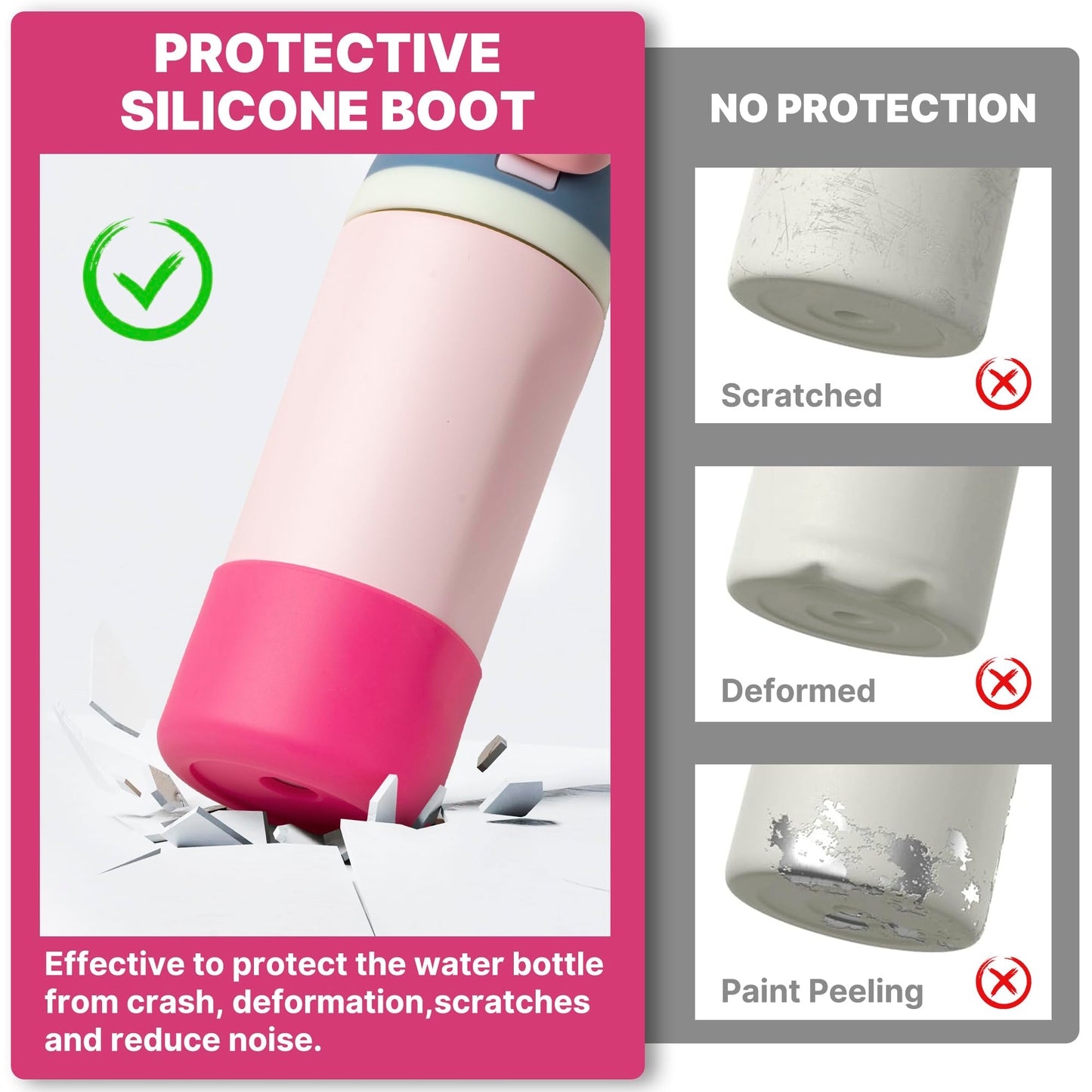 Diumepo Silicone Boot for Owala 14/16 oz Water Bottle, Anti-Slip Protective Sleeve for Owala 12 oz Tumbler, Boot Bottom Base fit Flip 14 oz Insulated Stainless-Steel Water Bottle (Rose Red)