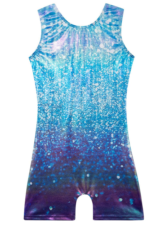 Gymnastics Leotards for Girls Toddler Ballet Dance Tumbling Outfits 3t 4t Kids Sleeveless Gymnastic Biketard with Shorts Sparkly Dancwear Unitards Clothes Bodysuit (Blue Glitter, 3-4T)