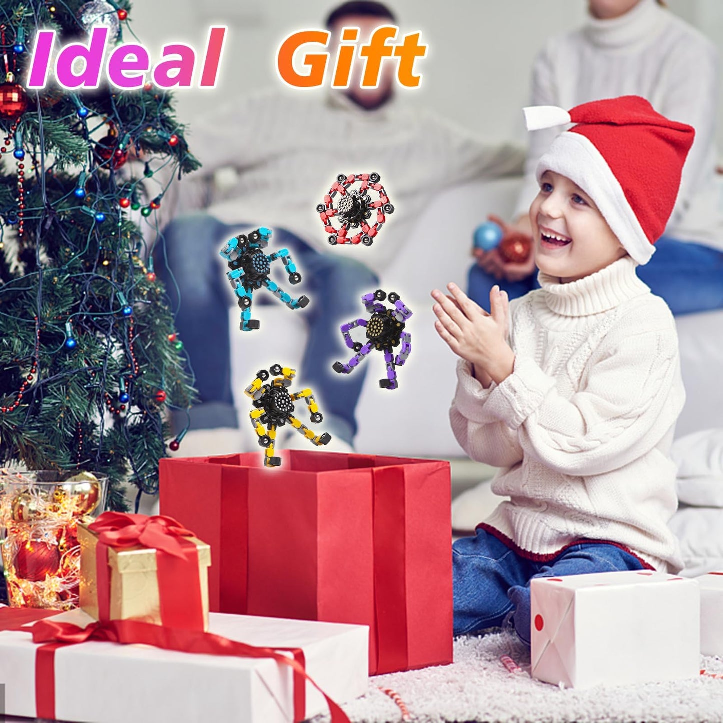 Gokeey Transformable Fidget Spinners Toys 4 Pcs for Kids and Adults Stress Relief Sensory Toys for Boys and Girls Age 8-13 Fingertip Gyros Party Favors Birthday Gifts for Teens Road Trip Travel Toy