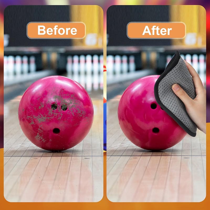 Bowling Shammy Towel Set - 3 Pcs Double-Sided Microfiber Suede, 7.87in Dia (Blue, Purple, Gray)