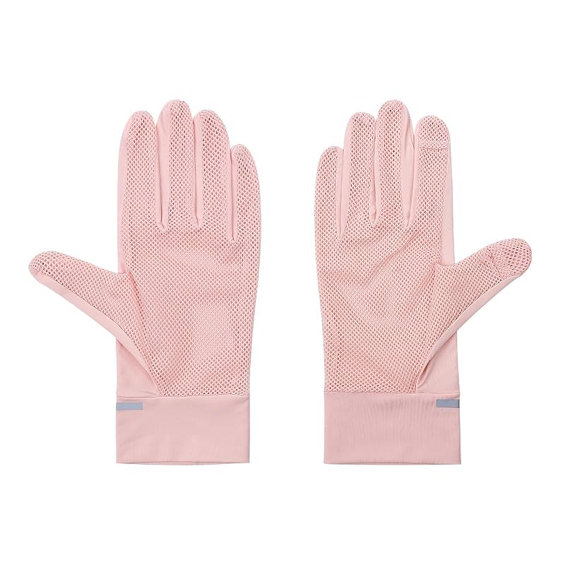 IPENNY Women UPF 50+ Sun Protection Gloves 2 Fingers Flip Mesh Touchscreen Driving Mittens Pink