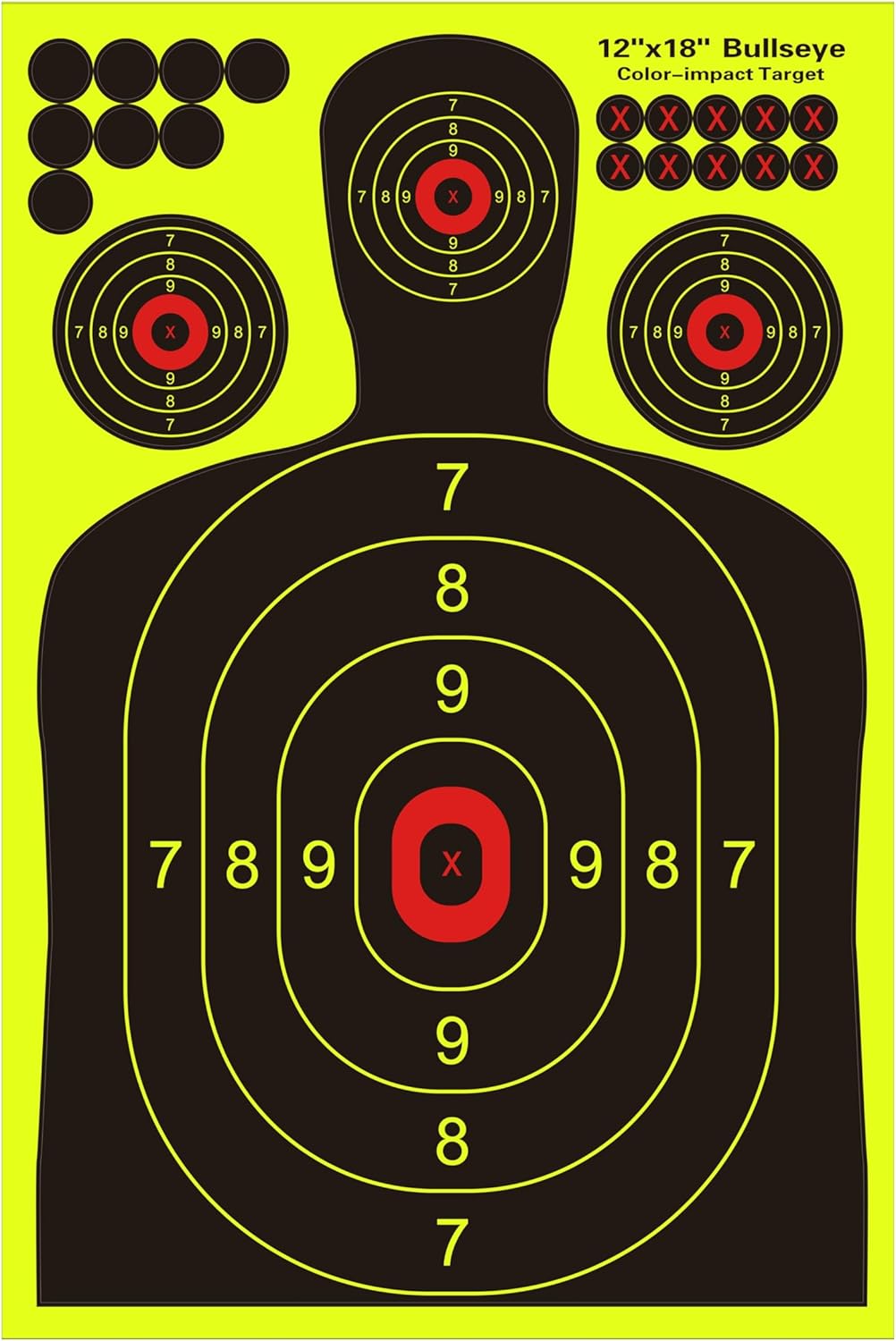 12x18 inch Silhouette Splatter Targets - Bright Fluorescent Yellow Easily seen on Impact When Hitting Target for BB Guns, airguns, Rifles, Indoor and Outdoor ranges (10/25/50/100 Pack)